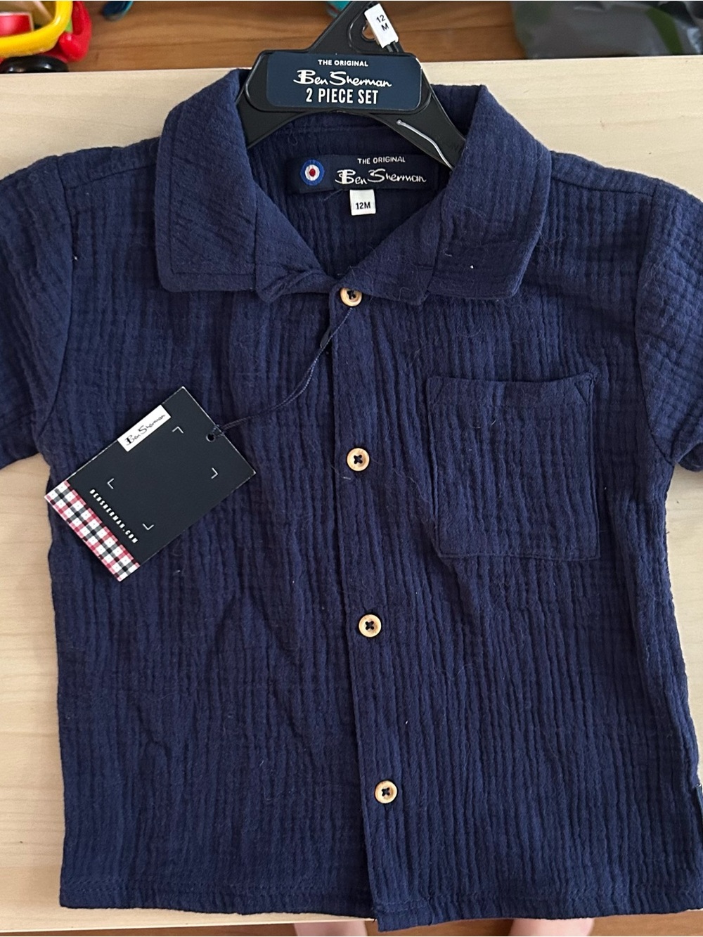 NWT Ben Sherman Navy Short-Sleeve Button Down Shirt